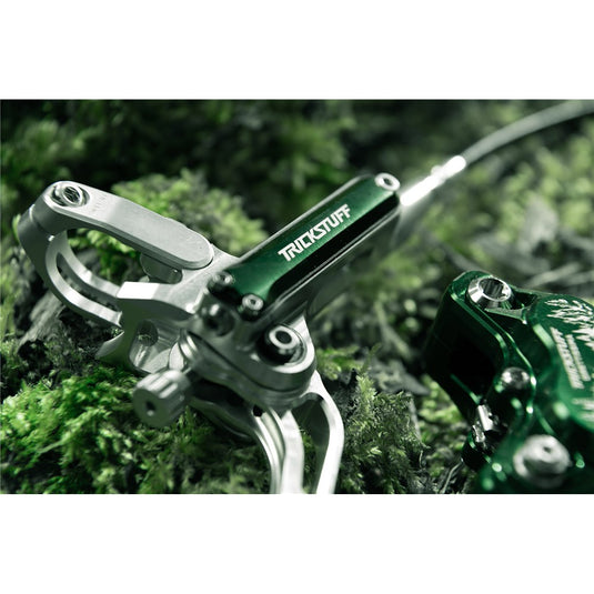 TRICKSTUFF Direttissima - Pump Silver / Reservoir Green / Lever Silver / Caliper Green / Kevlar Black Hose / Pump Straight Silver / Caliper Banjo Black