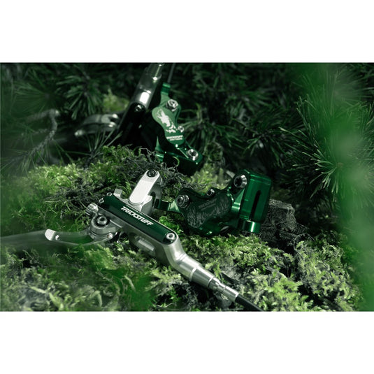 TRICKSTUFF Direttissima - Pump Silver / Reservoir Green / Lever Silver / Caliper Green / Kevlar Black Hose / Pump Straight Silver / Caliper Banjo Black