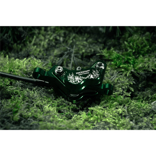 TRICKSTUFF Direttissima - Pump Silver / Reservoir Green / Lever Silver / Caliper Green / Kevlar Black Hose / Pump Straight Silver / Caliper Banjo Black