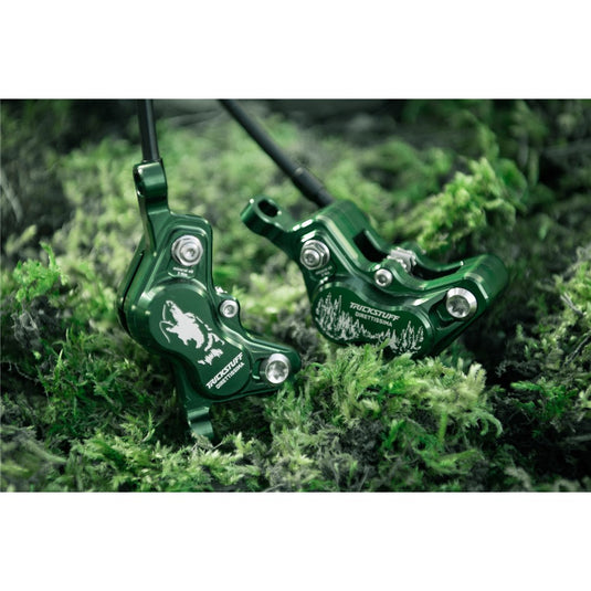 TRICKSTUFF Direttissima - Pump Silver / Reservoir Green / Lever Silver / Caliper Green / Kevlar Black Hose / Pump Straight Silver / Caliper Banjo Black