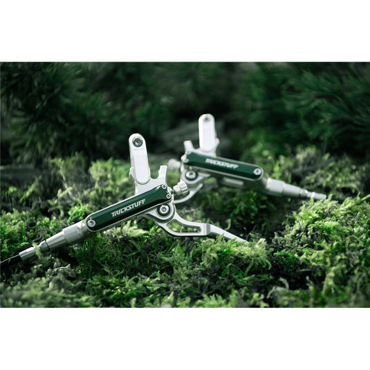 TRICKSTUFF Direttissima - Pump Silver / Reservoir Green / Lever Silver / Caliper Green / Kevlar Black Hose / Pump Straight Silver / Caliper Banjo Black