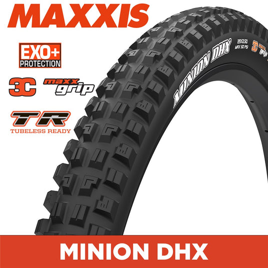 Maxxis Tyre - Minion DHX - 29 X 2.50 - 3C MaxxGrip / EXO+ / TR - Foldable 60 TPI E50