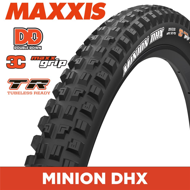 Load image into Gallery viewer, Maxxis Tyre - Minion DHX - 29 x 2.50" - 3C MaxxGrip / DD / TR - Foldable 120X2 TPI E50
